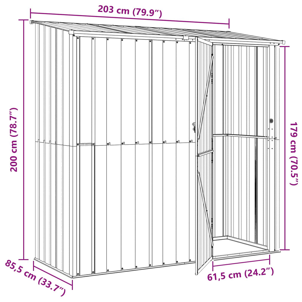 vidaXL Schowki ogrodowe Antracyt 203 x 85,5 x 200 cm Metal