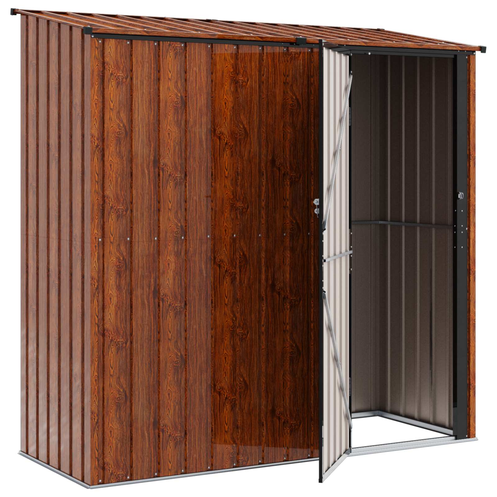 vidaXL Schowki ogrodowe Brązowy 203 x 85,5 x 200 cm Metal
