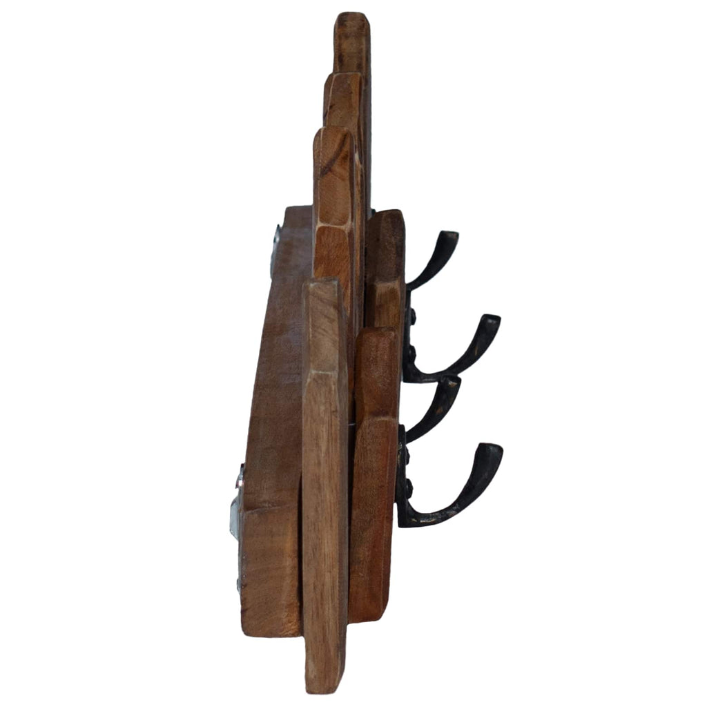 vidaXL Wieszak Brązowy 48 x 8 x 15 cm Lite drewno mahoniowe