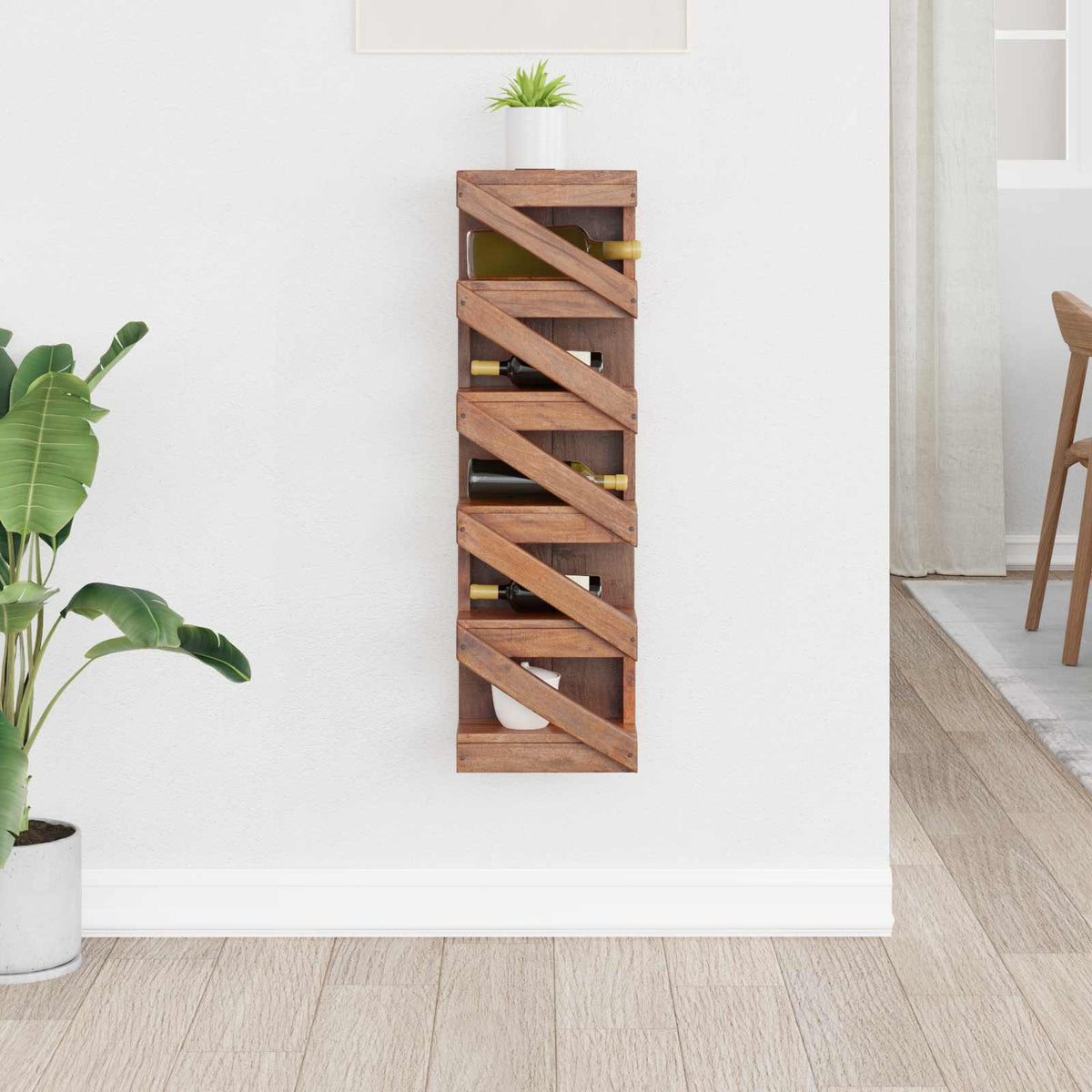 vidaXL Regał na wino Naturalny 24 x 14 x 80 cm Lite drewno mahoniowe