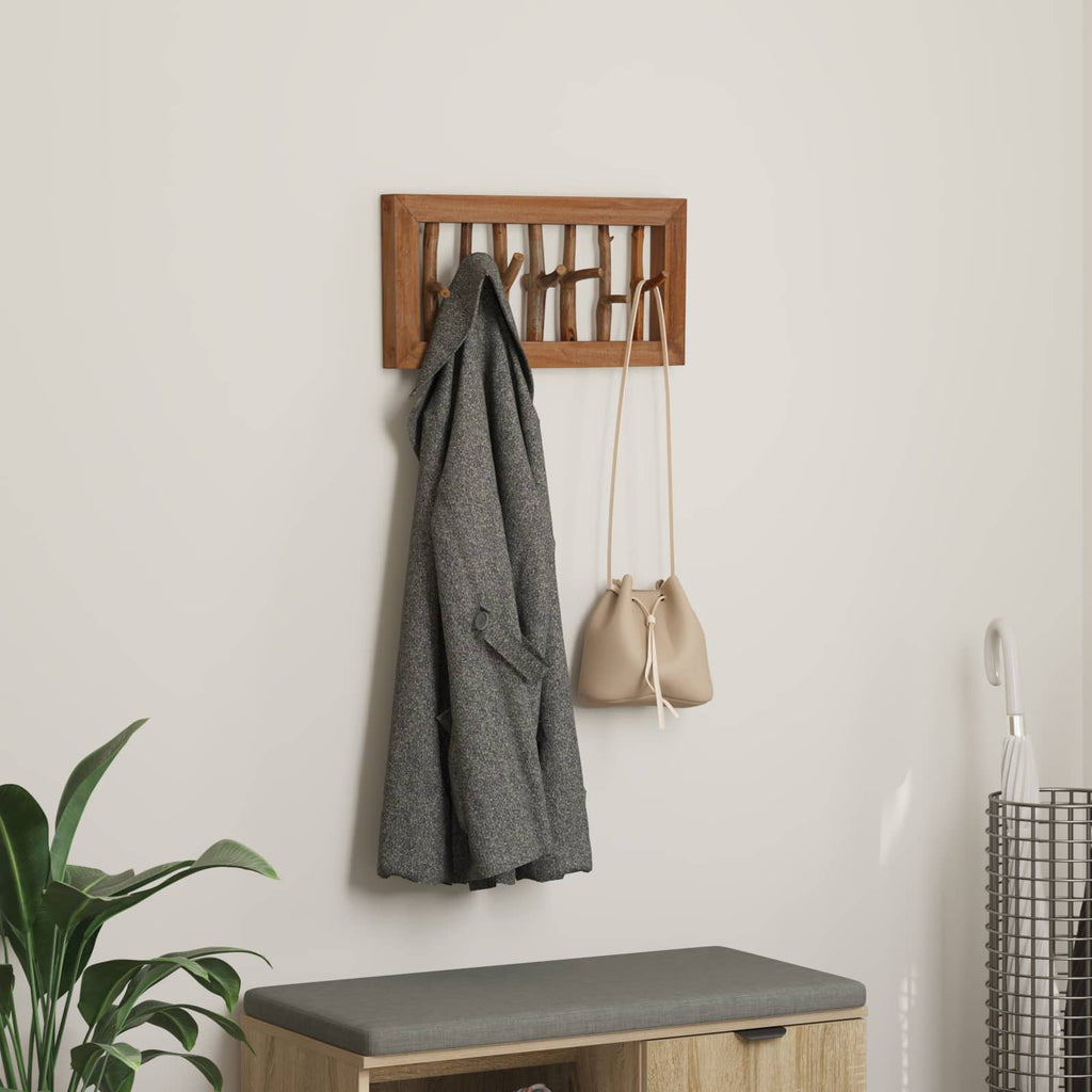 vidaXL Hak na płaszcze Naturalny 50 x 10 x 25 cm Lite drewno mahoniowe
