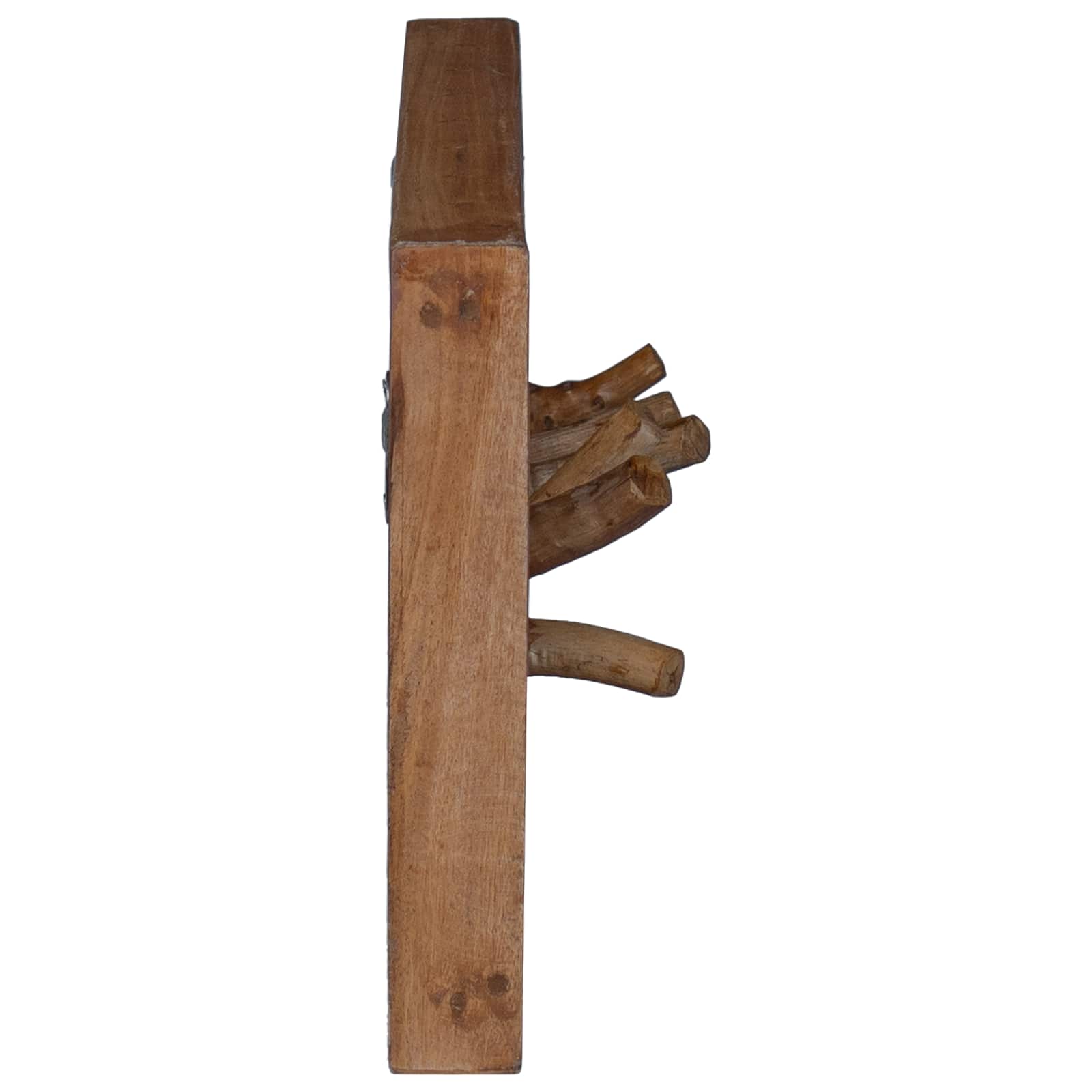 vidaXL Hak na płaszcze Naturalny 50 x 10 x 25 cm Lite drewno mahoniowe