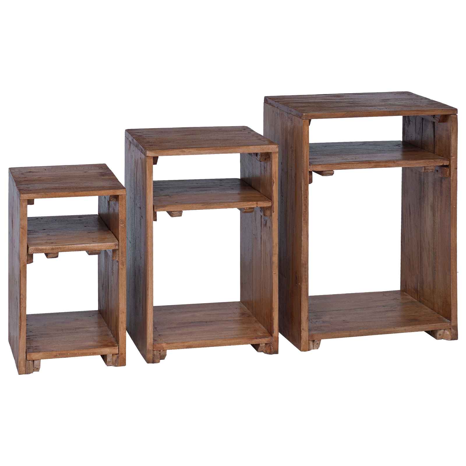 vidaXL Stolik Akcentowy z półką 3 pcs Brązowy Lite drewno mahoniowe