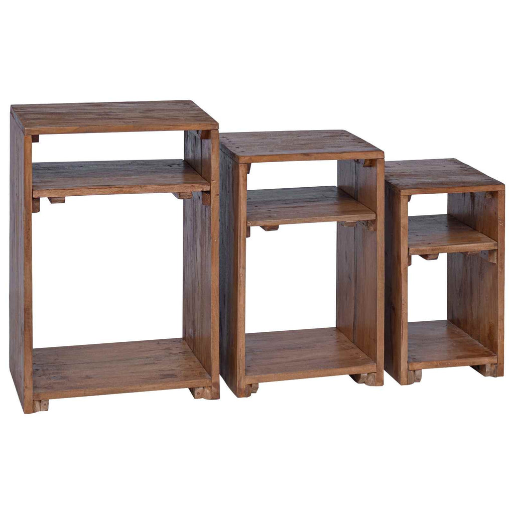 vidaXL Stolik Akcentowy z półką 3 pcs Brązowy Lite drewno mahoniowe