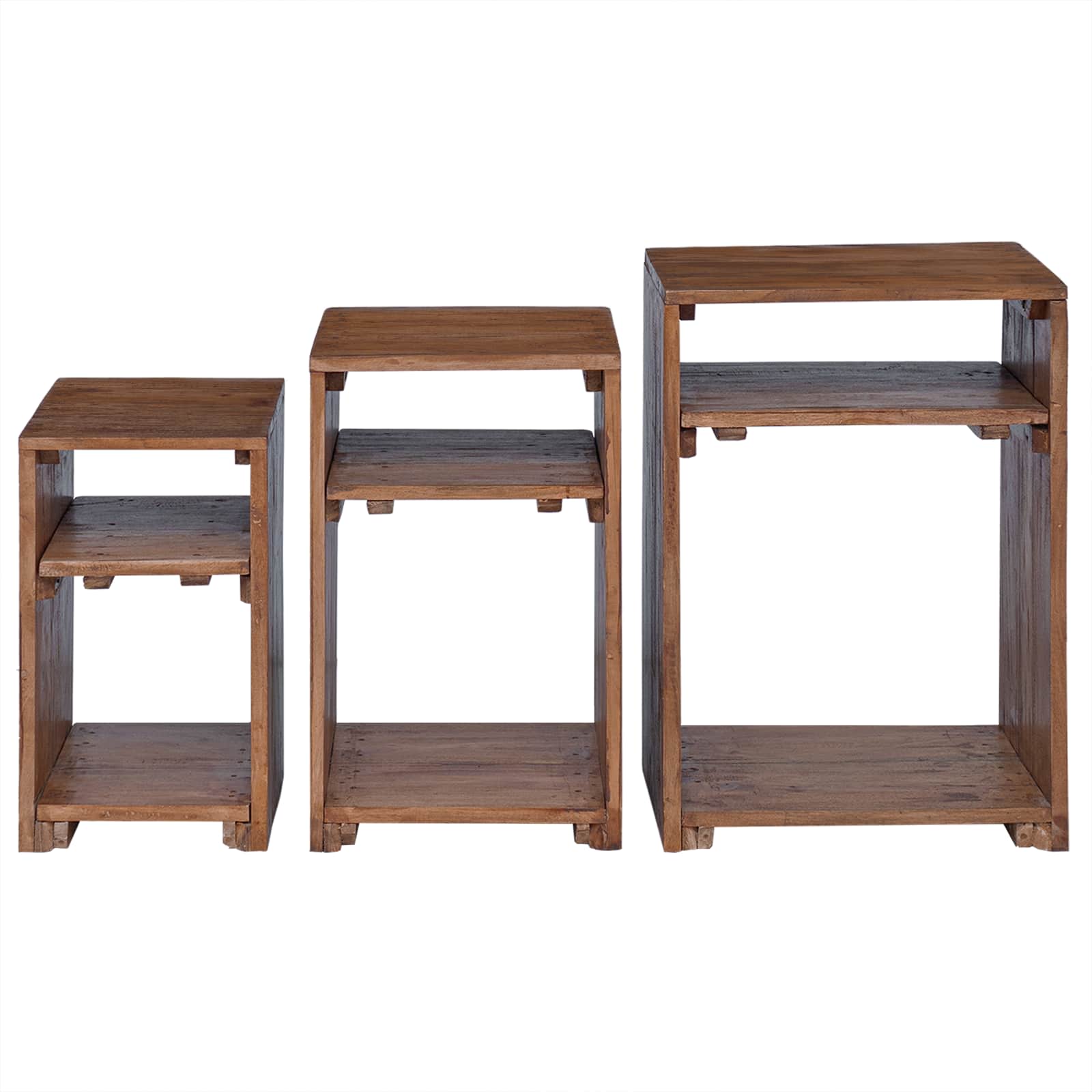 vidaXL Stolik Akcentowy z półką 3 pcs Brązowy Lite drewno mahoniowe