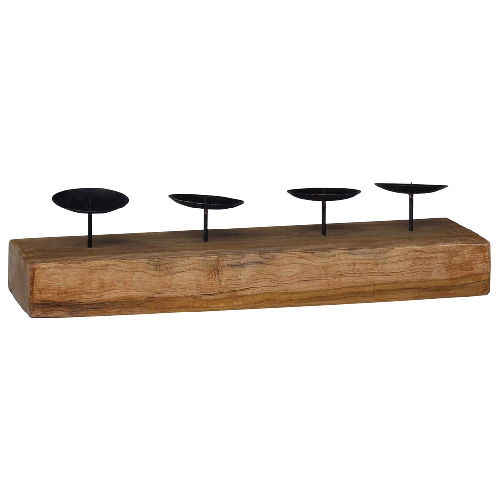 vidaXL Świecznik Naturalny 50 x 15 x 10 cm Lite drewno tekowe