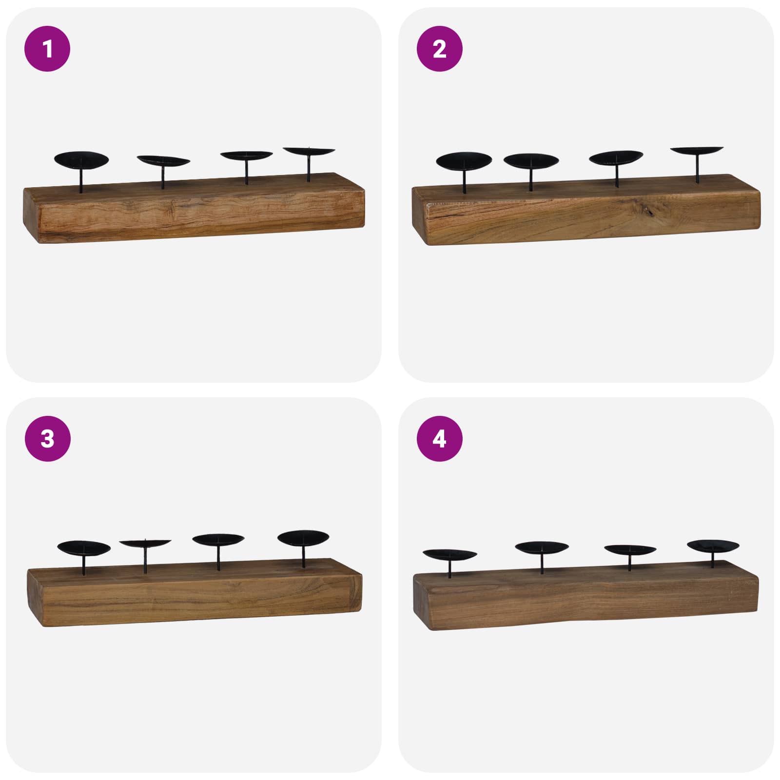 vidaXL Świecznik Naturalny 50 x 15 x 10 cm Lite drewno tekowe