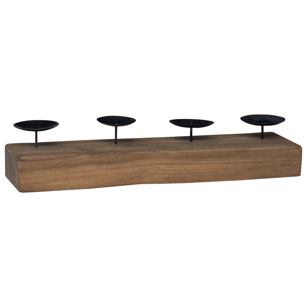 vidaXL Świecznik Naturalny 50 x 15 x 10 cm Lite drewno tekowe