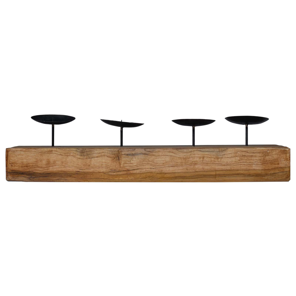 vidaXL Świecznik Naturalny 50 x 15 x 10 cm Lite drewno tekowe
