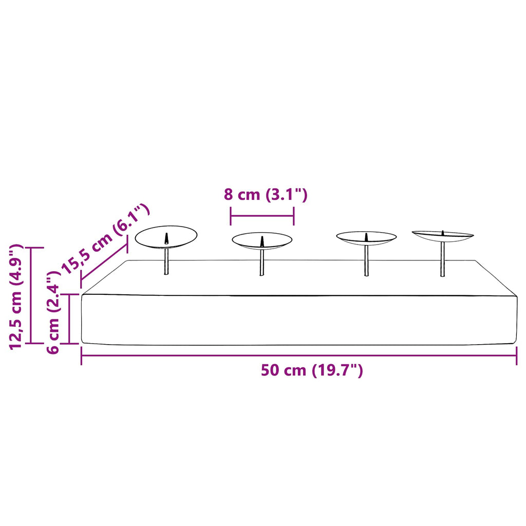 vidaXL Świecznik Naturalny 50 x 15 x 10 cm Lite drewno tekowe