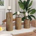 vidaXL Świecznik 3 pcs Naturalny Lite drewno tekowe