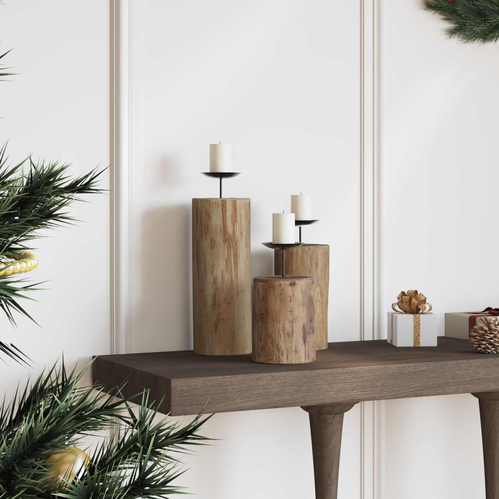 vidaXL Świecznik 3 pcs Naturalny Lite drewno tekowe