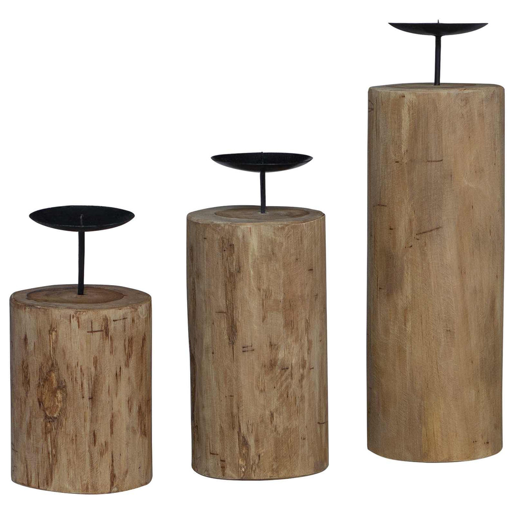 vidaXL Świecznik 3 pcs Naturalny Lite drewno tekowe