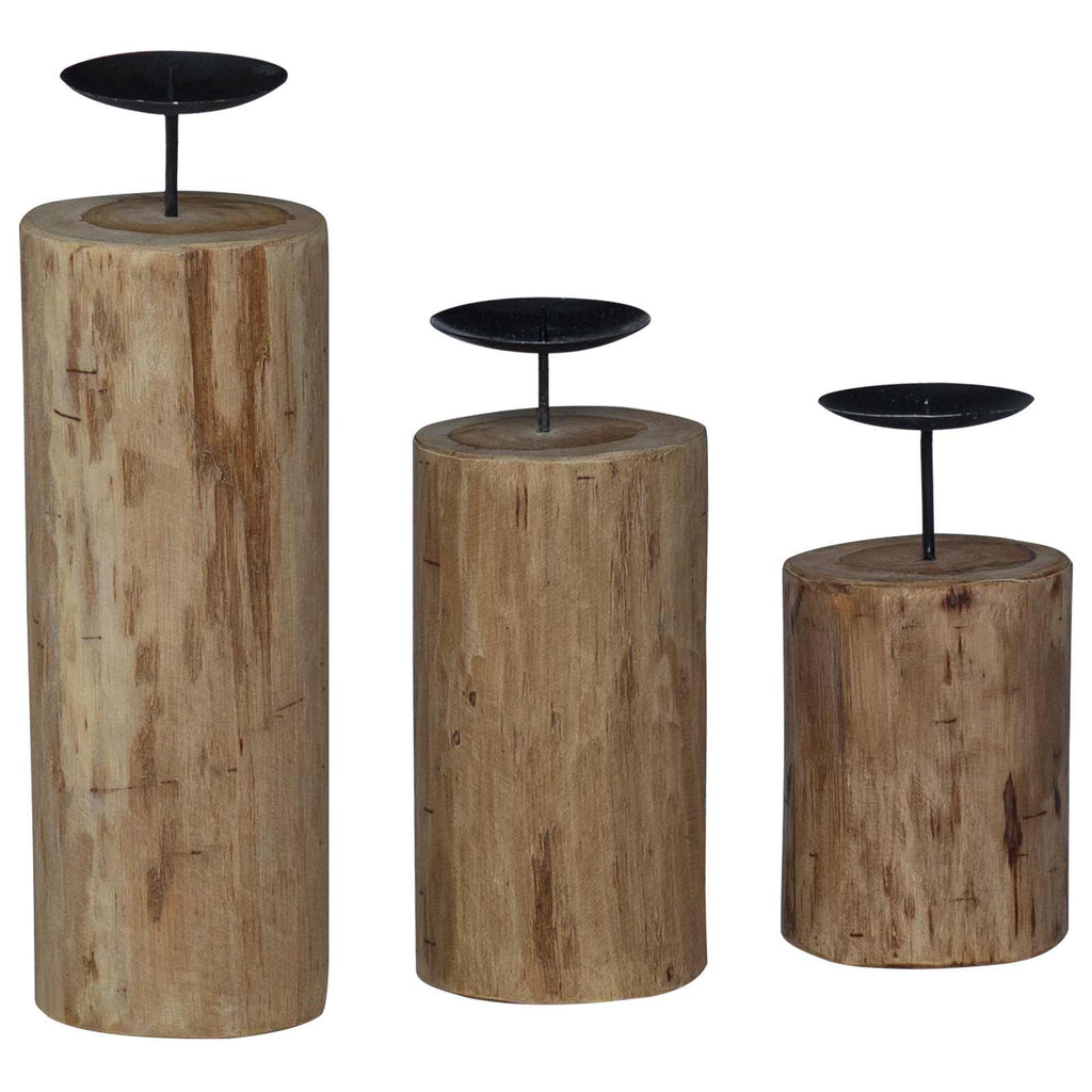 vidaXL Świecznik 3 pcs Naturalny Lite drewno tekowe