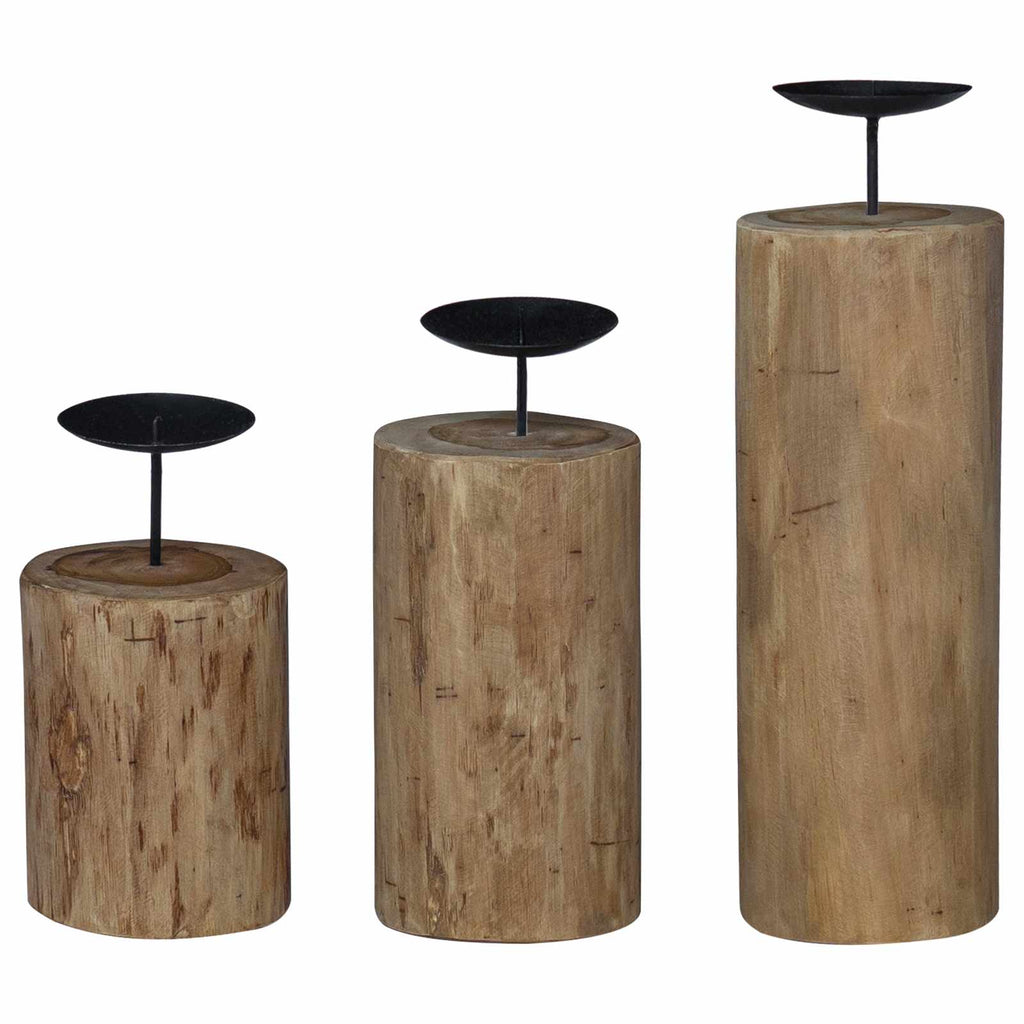 vidaXL Świecznik 3 pcs Naturalny Lite drewno tekowe