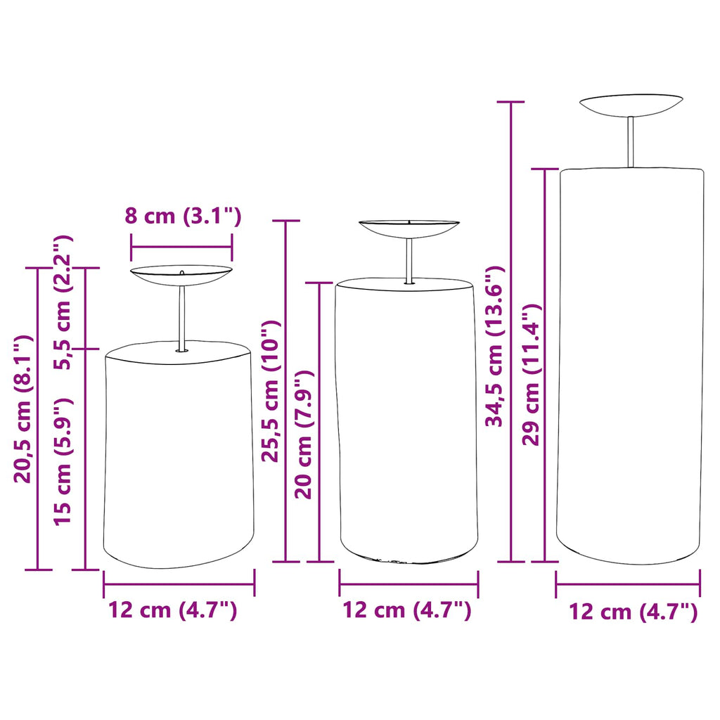 vidaXL Świecznik 3 pcs Naturalny Lite drewno tekowe