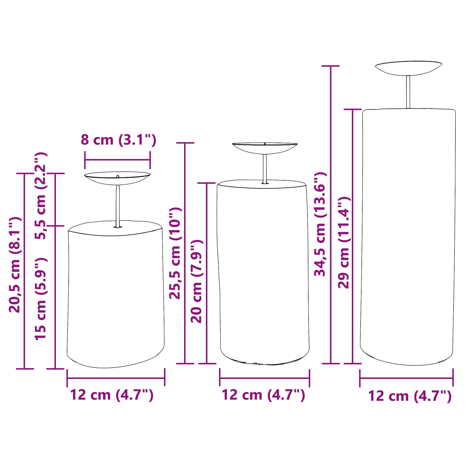 vidaXL Świecznik 3 pcs Naturalny Lite drewno tekowe