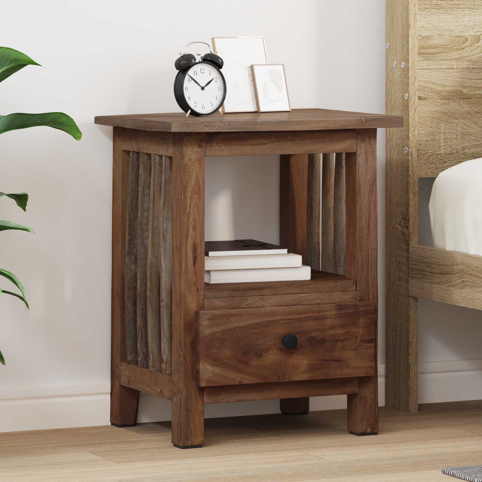 vidaXL Stolik nocny Brązowy 30 x 30 x 47 cm Lite Drewno Recyklingowe