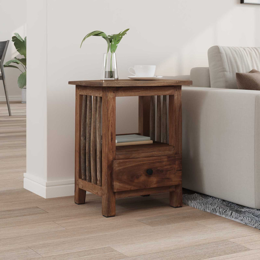vidaXL Stolik nocny Brązowy 30 x 30 x 47 cm Lite Drewno Recyklingowe
