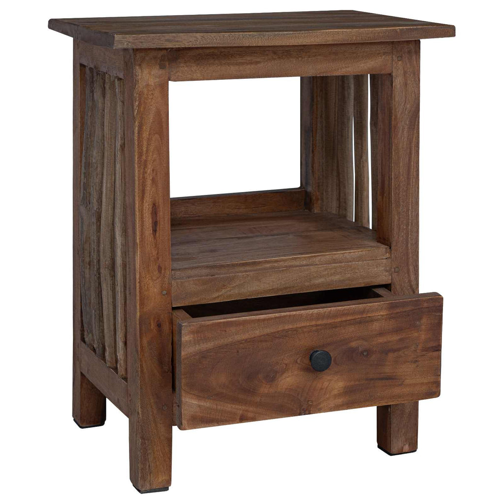 vidaXL Stolik nocny Brązowy 30 x 30 x 47 cm Lite Drewno Recyklingowe