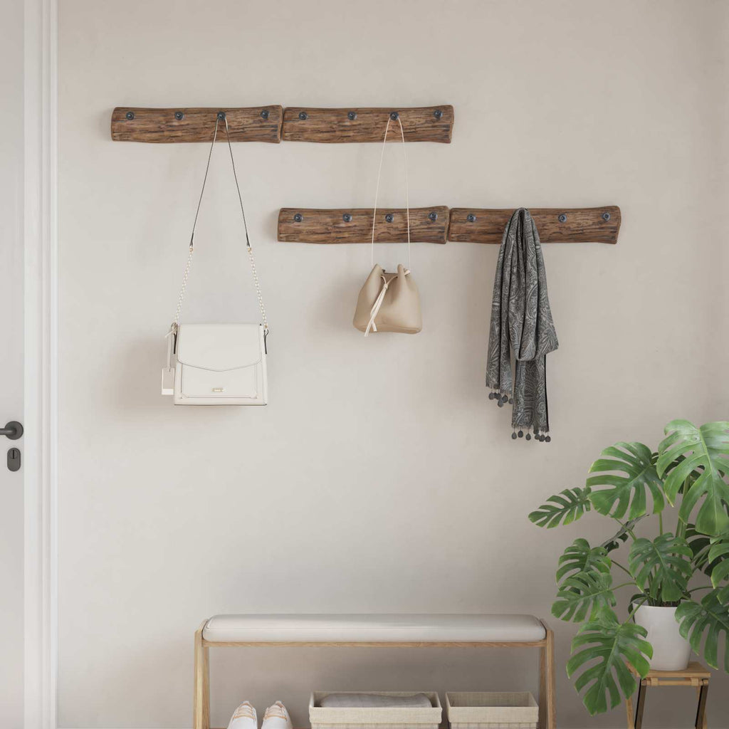 vidaXL Wieszak Brązowy 50 x 8 x 12 cm Lite Drewno Recyklingowe