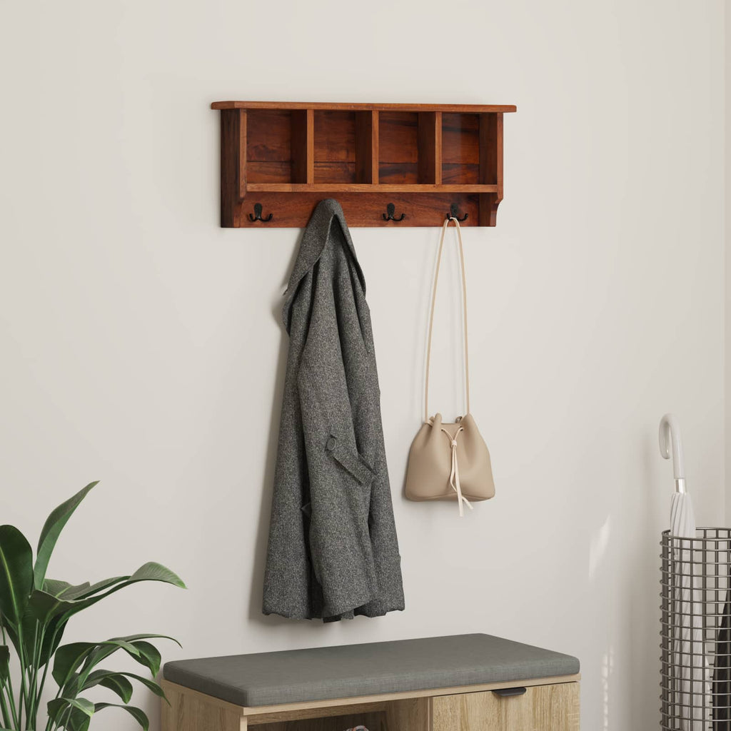 vidaXL Wieszak Brązowy 70 x 11 x 27 cm Lite drewno mahoniowe