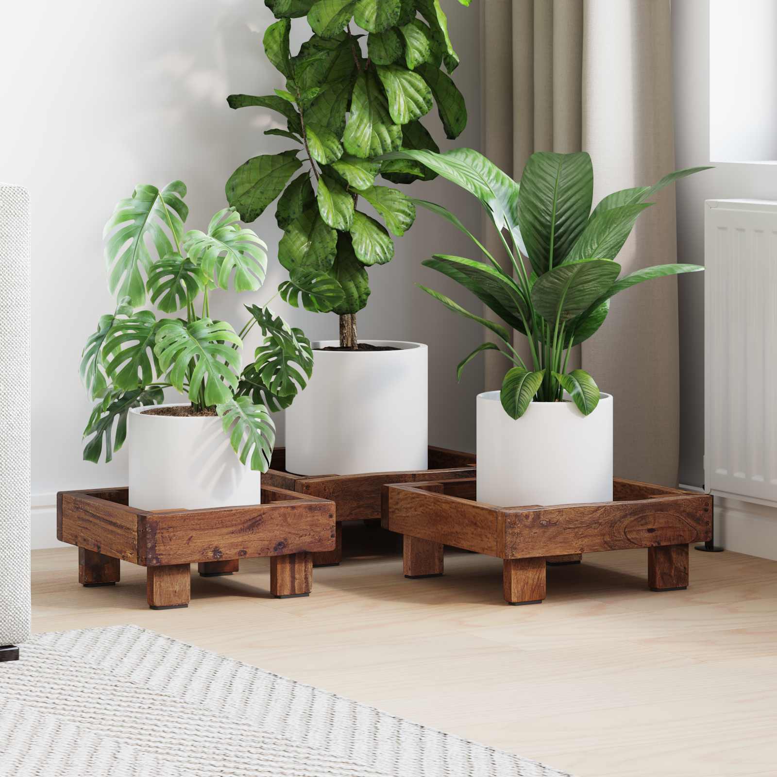 vidaXL Stojak na rośliny 3 pcs Brązowy Drewno mahoniowe
