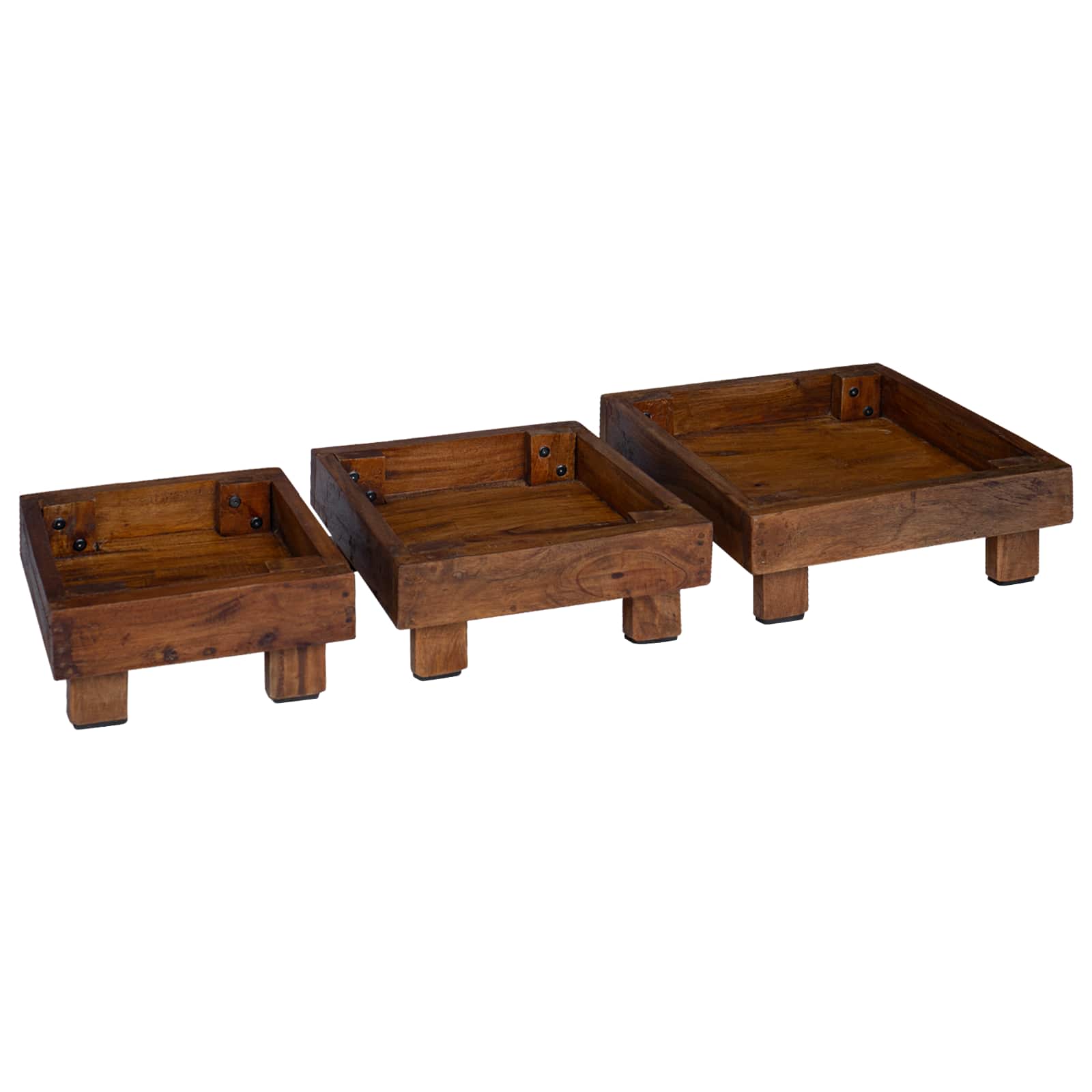 vidaXL Stojak na rośliny 3 pcs Brązowy Drewno mahoniowe