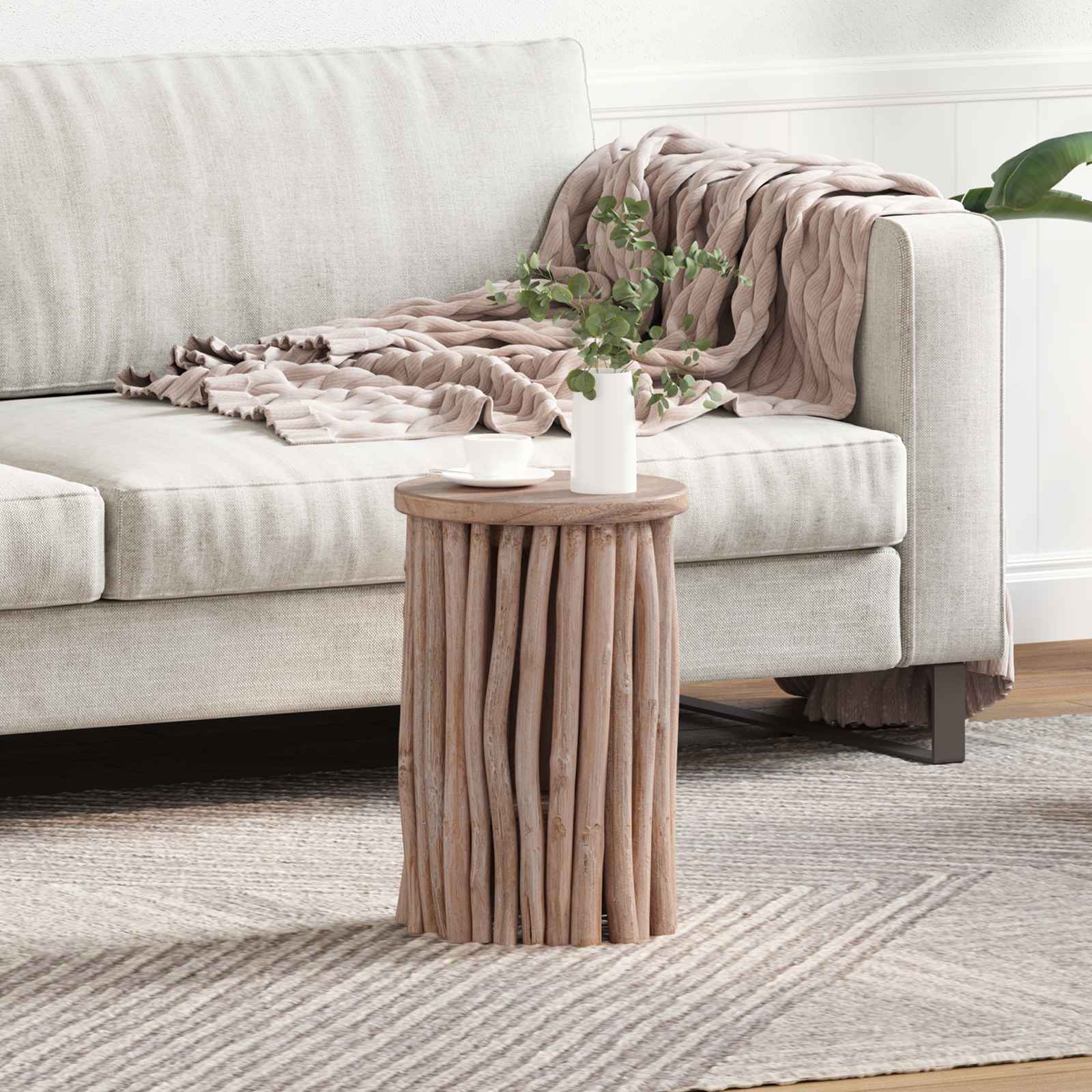 vidaXL Halka Naturalny 30 x 30 x 45 cm Lite drewno teakowe