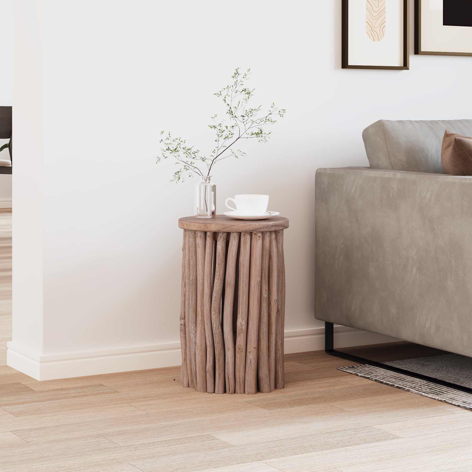 vidaXL Halka Naturalny 30 x 30 x 45 cm Lite drewno teakowe