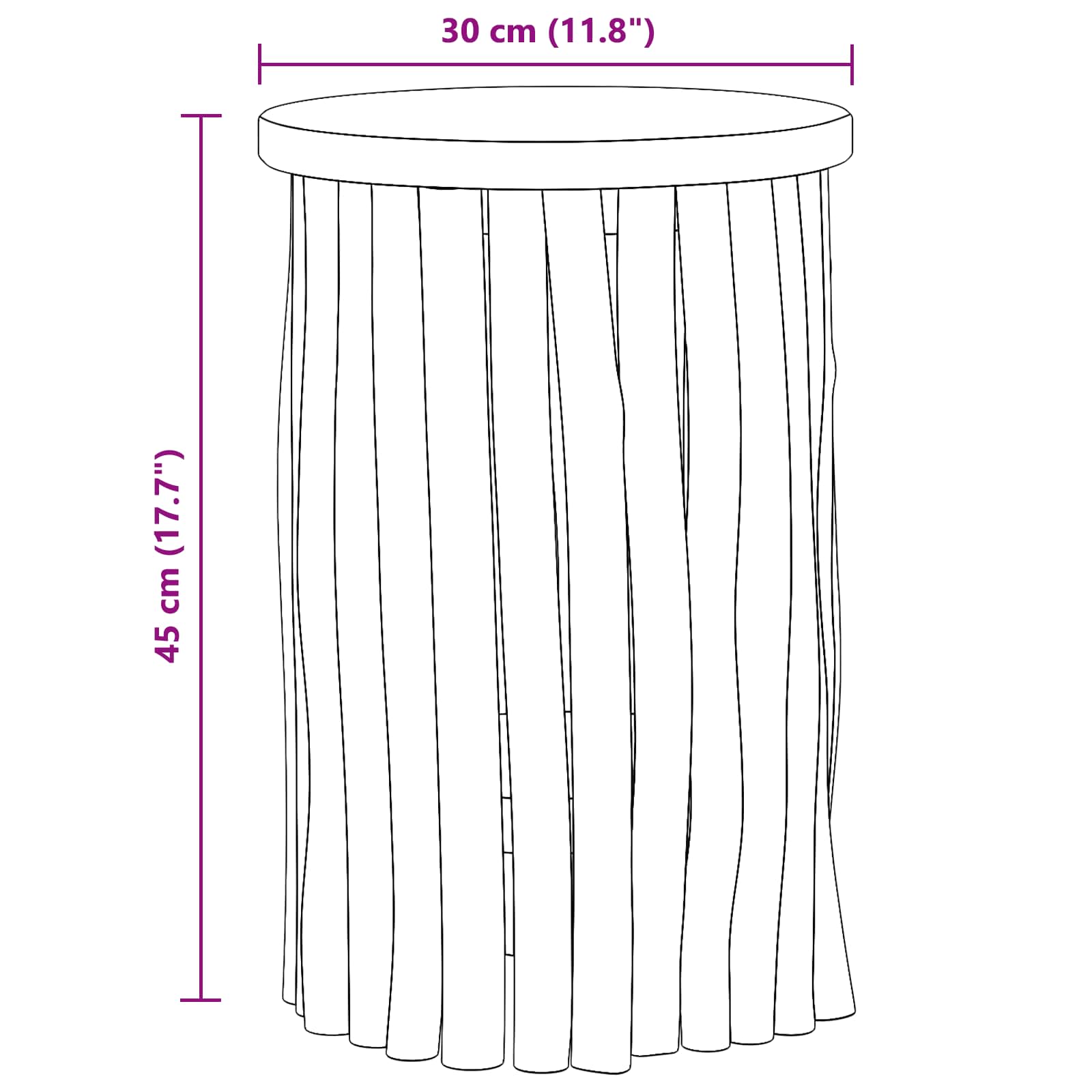vidaXL Halka Naturalny 30 x 30 x 45 cm Lite drewno teakowe