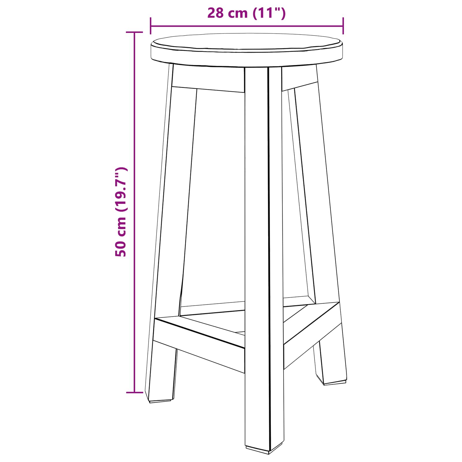 vidaXL Halka Naturalny 28 x 28 x 50 cm Drewno mahoniowe