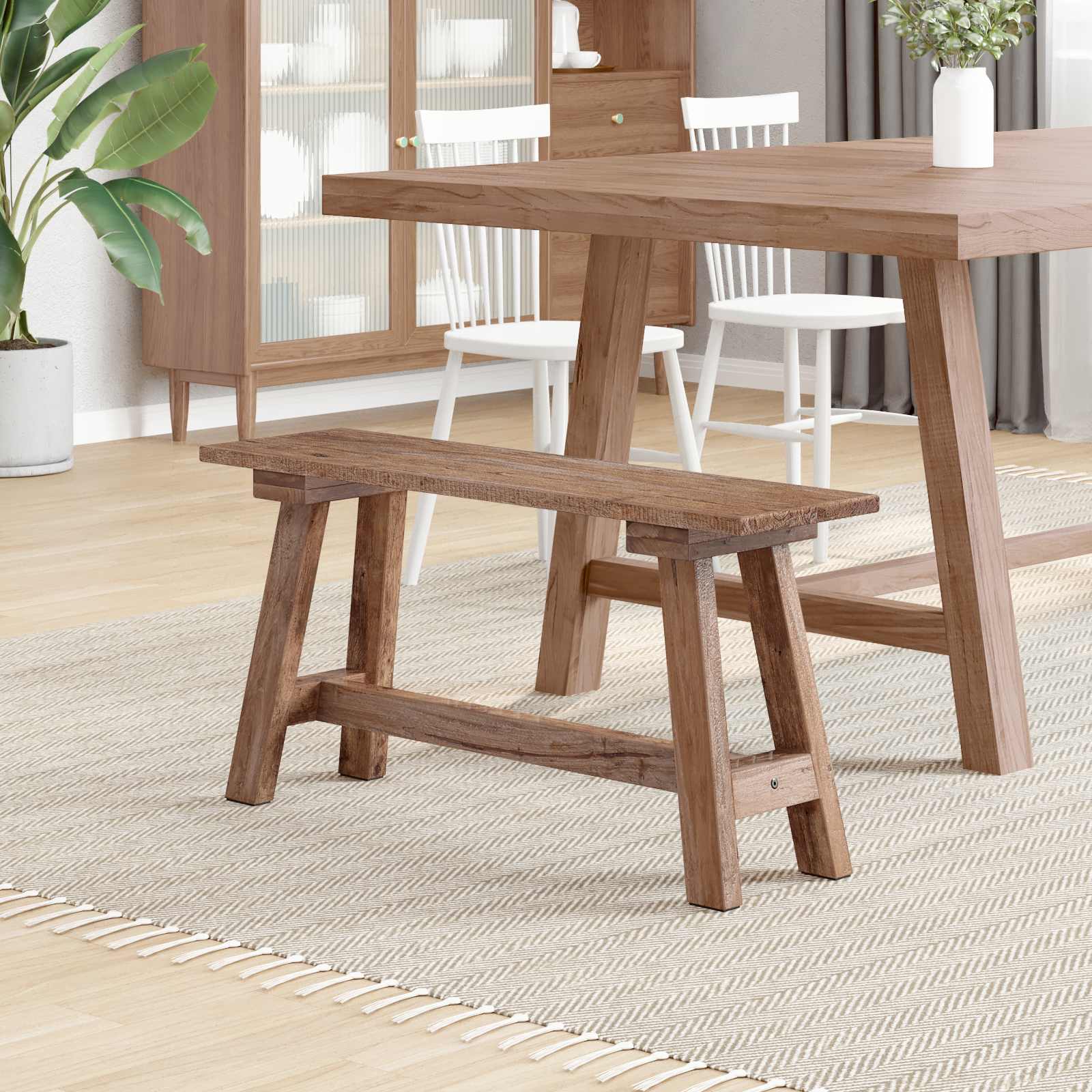 vidaXL ławka Naturalny 92 x 23,5 x 45,5 cm Lite drewno mahoniowe