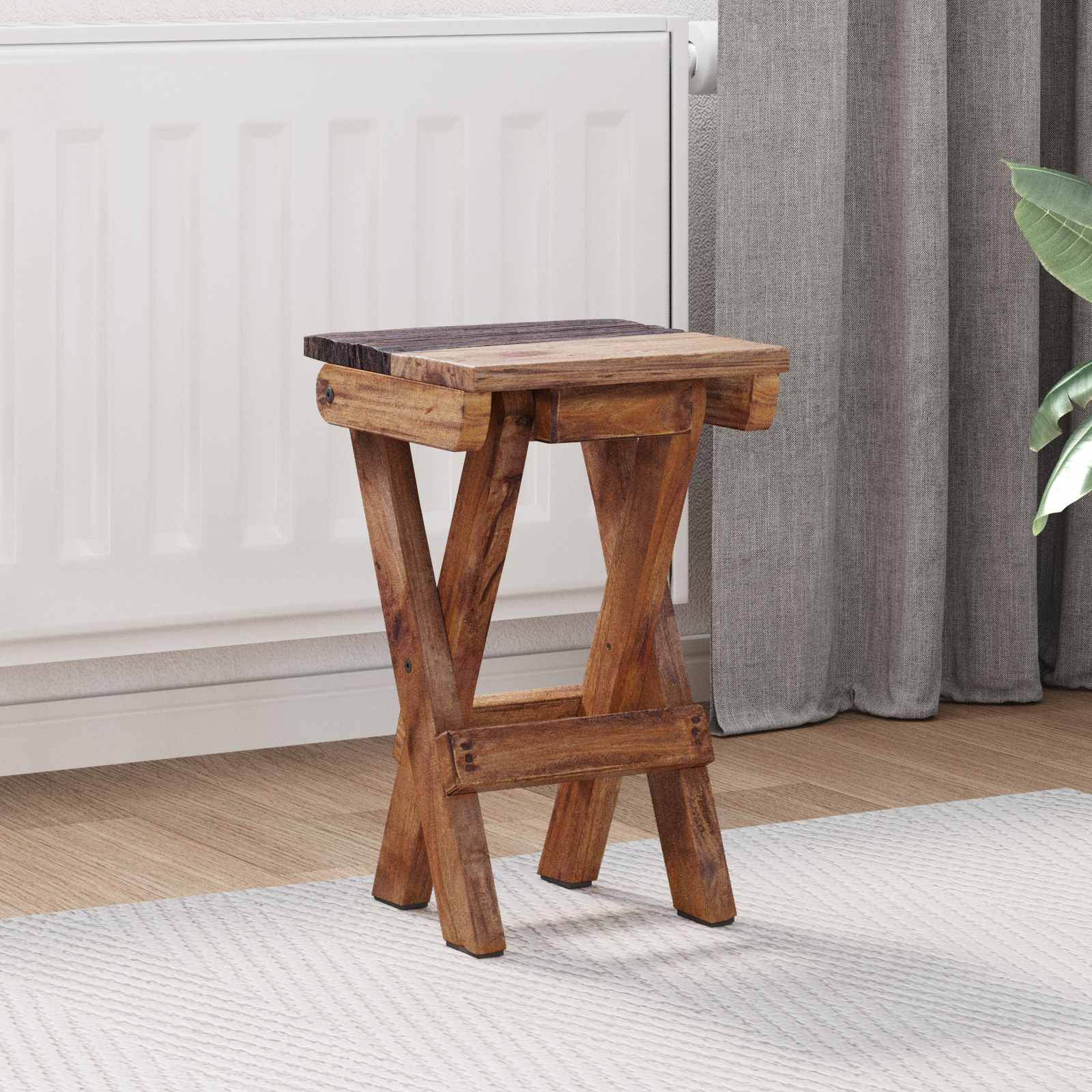 vidaXL Halka Naturalny 30 x 30 x 48 cm Lite drewno z odzysku