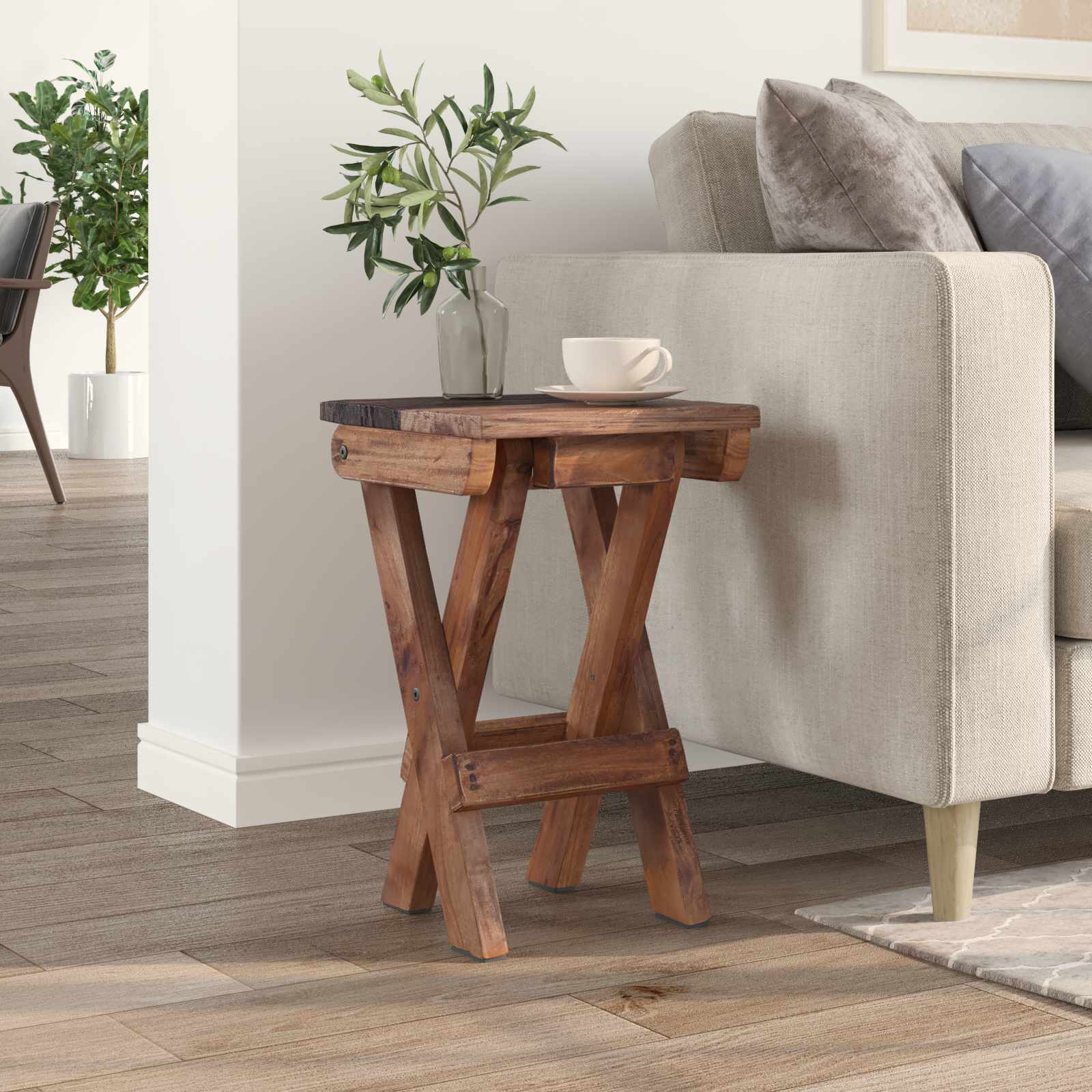 vidaXL Halka Naturalny 30 x 30 x 48 cm Lite drewno z odzysku