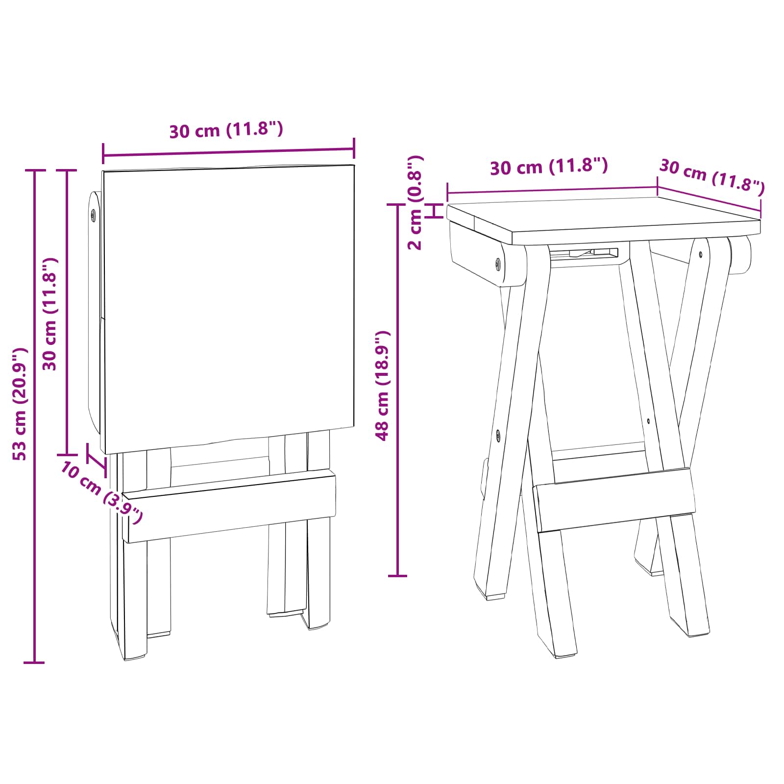 vidaXL Halka Naturalny 30 x 30 x 48 cm Lite drewno z odzysku