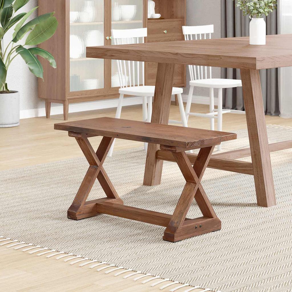 vidaXL ławka Naturalny 85 x 35 x 46 cm Lite drewno z odzysku