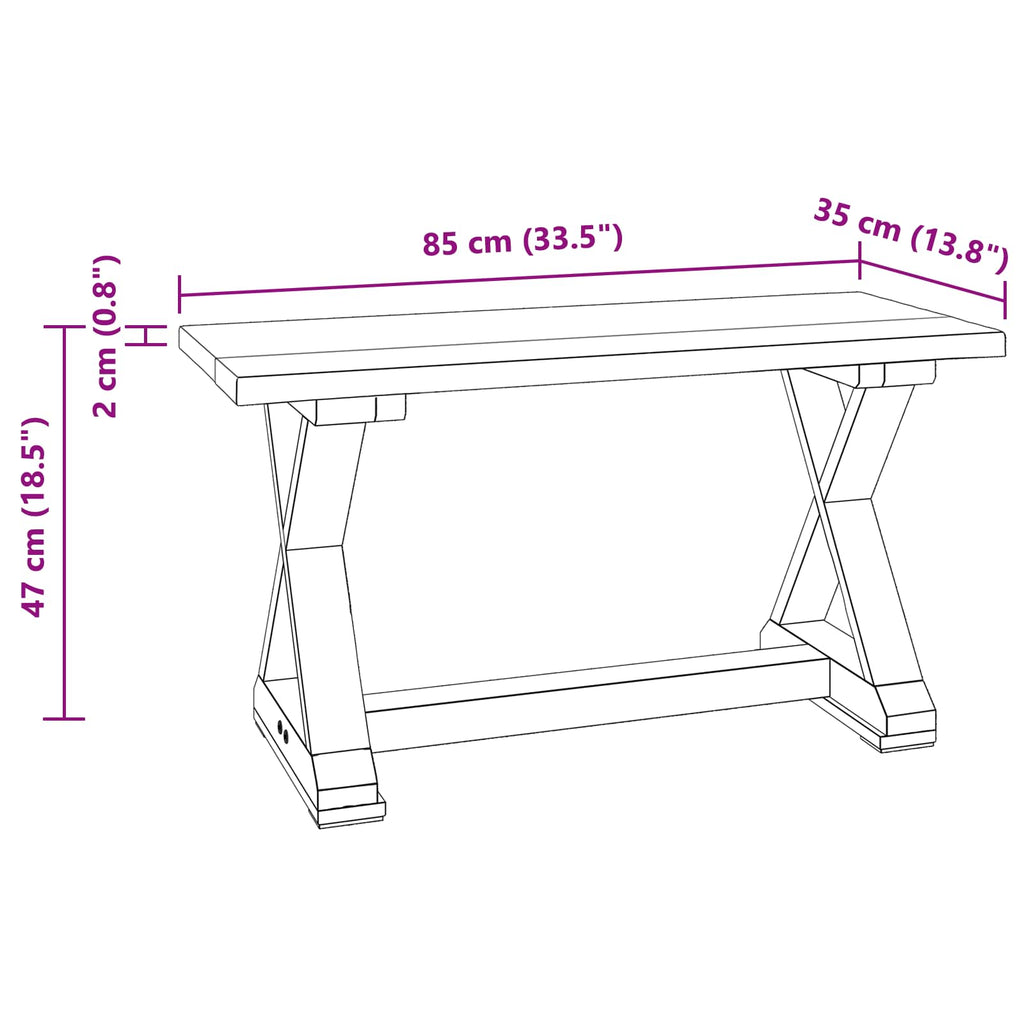 vidaXL ławka Naturalny 85 x 35 x 46 cm Lite drewno z odzysku