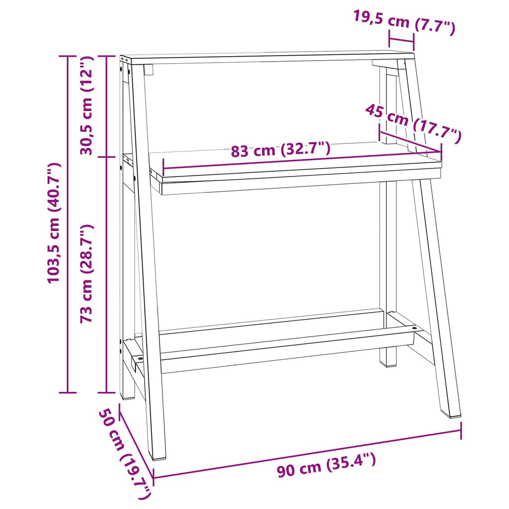 vidaXL Biurko Brązowy 90 x 50 x 103 cm Lite Drewno Recyklingowe