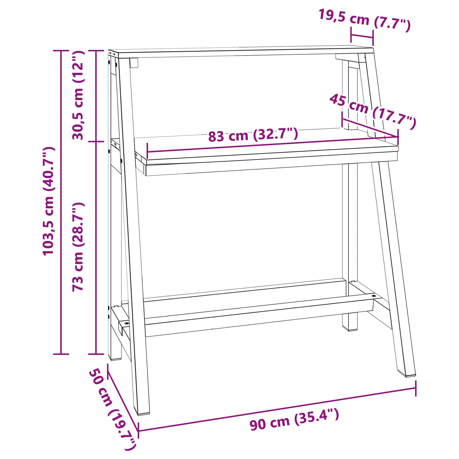 vidaXL Biurko Brązowy 90 x 50 x 103 cm Lite Drewno Recyklingowe
