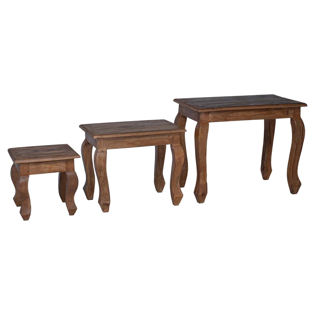 vidaXL Stolik Nesting 3 pcs Brązowy Lite drewno mahoniowe