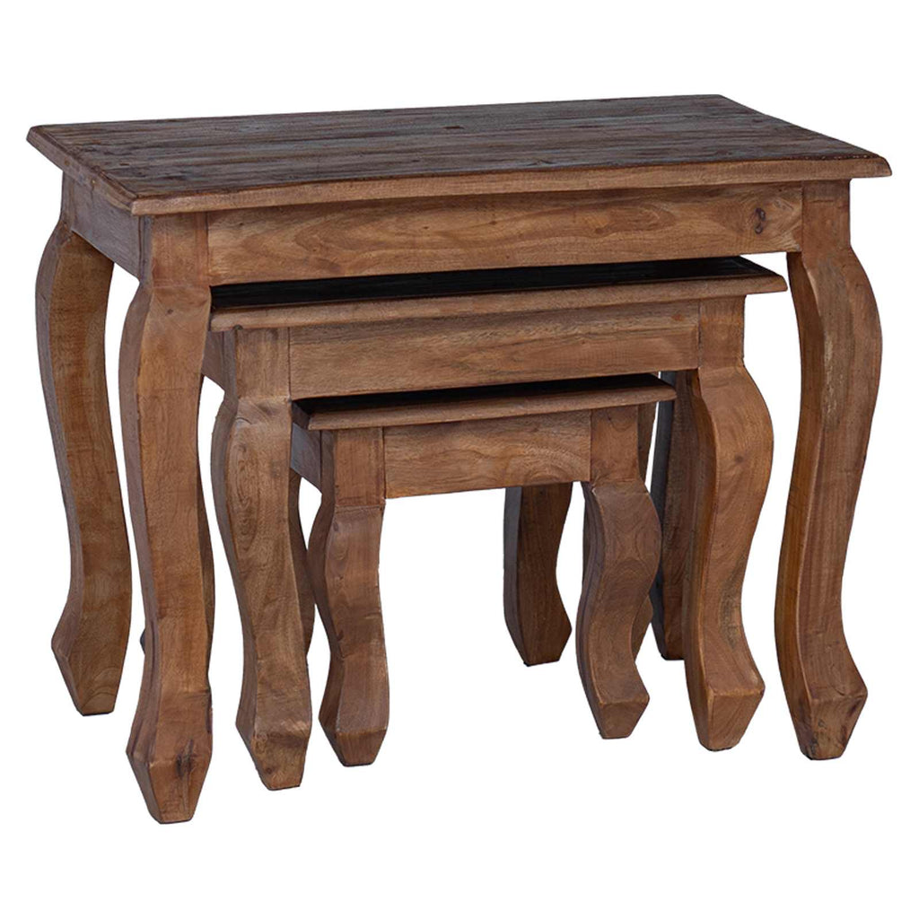 vidaXL Stolik Nesting 3 pcs Brązowy Lite drewno mahoniowe