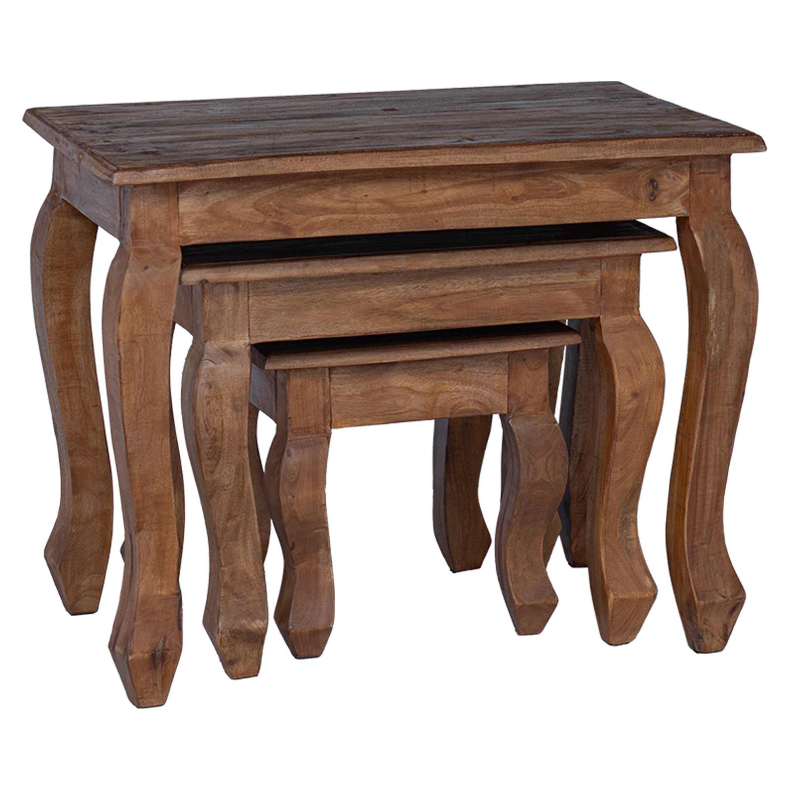 vidaXL Stolik Nesting 3 pcs Brązowy Lite drewno mahoniowe