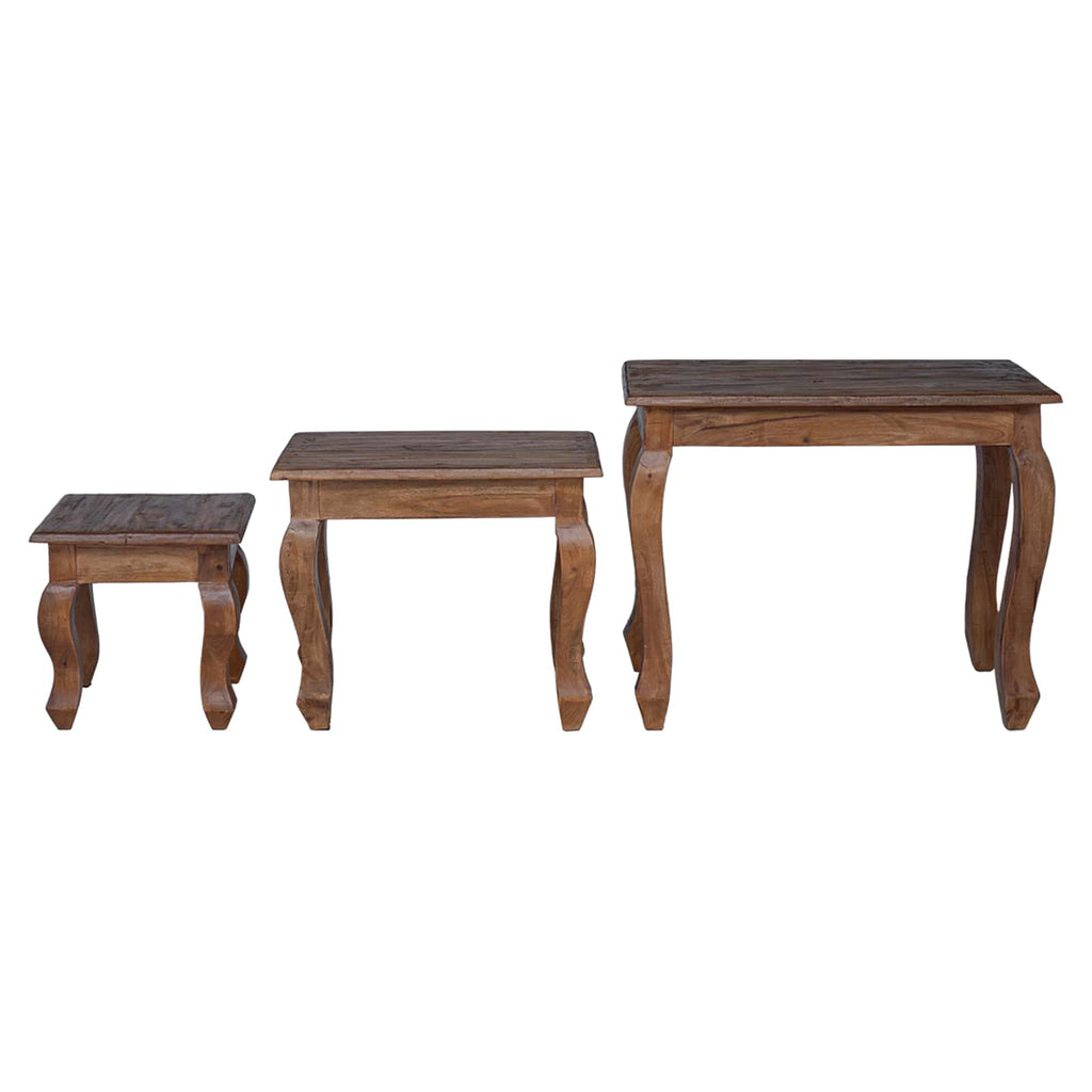 vidaXL Stolik Nesting 3 pcs Brązowy Lite drewno mahoniowe