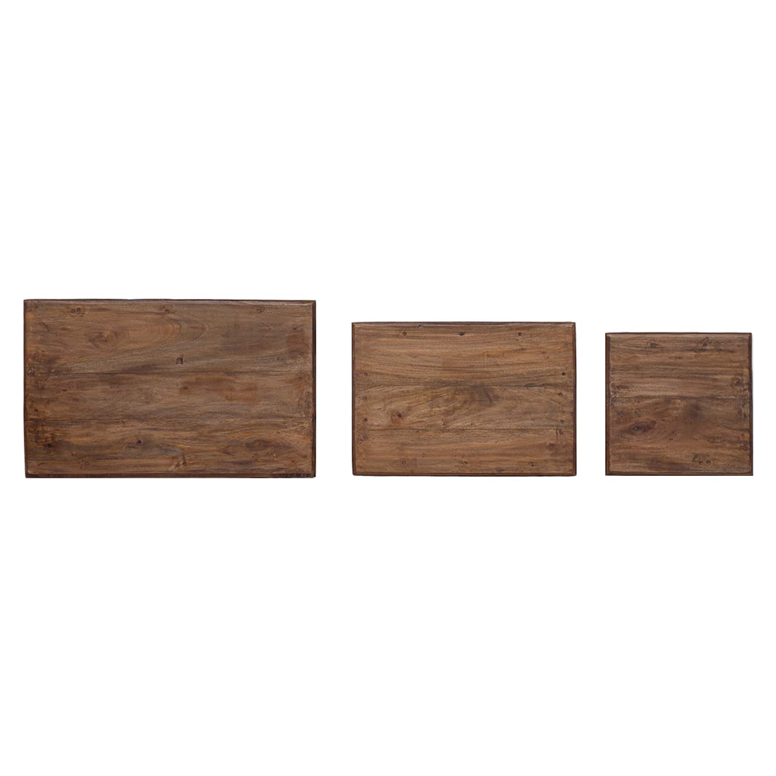 vidaXL Stolik Nesting 3 pcs Brązowy Lite drewno mahoniowe