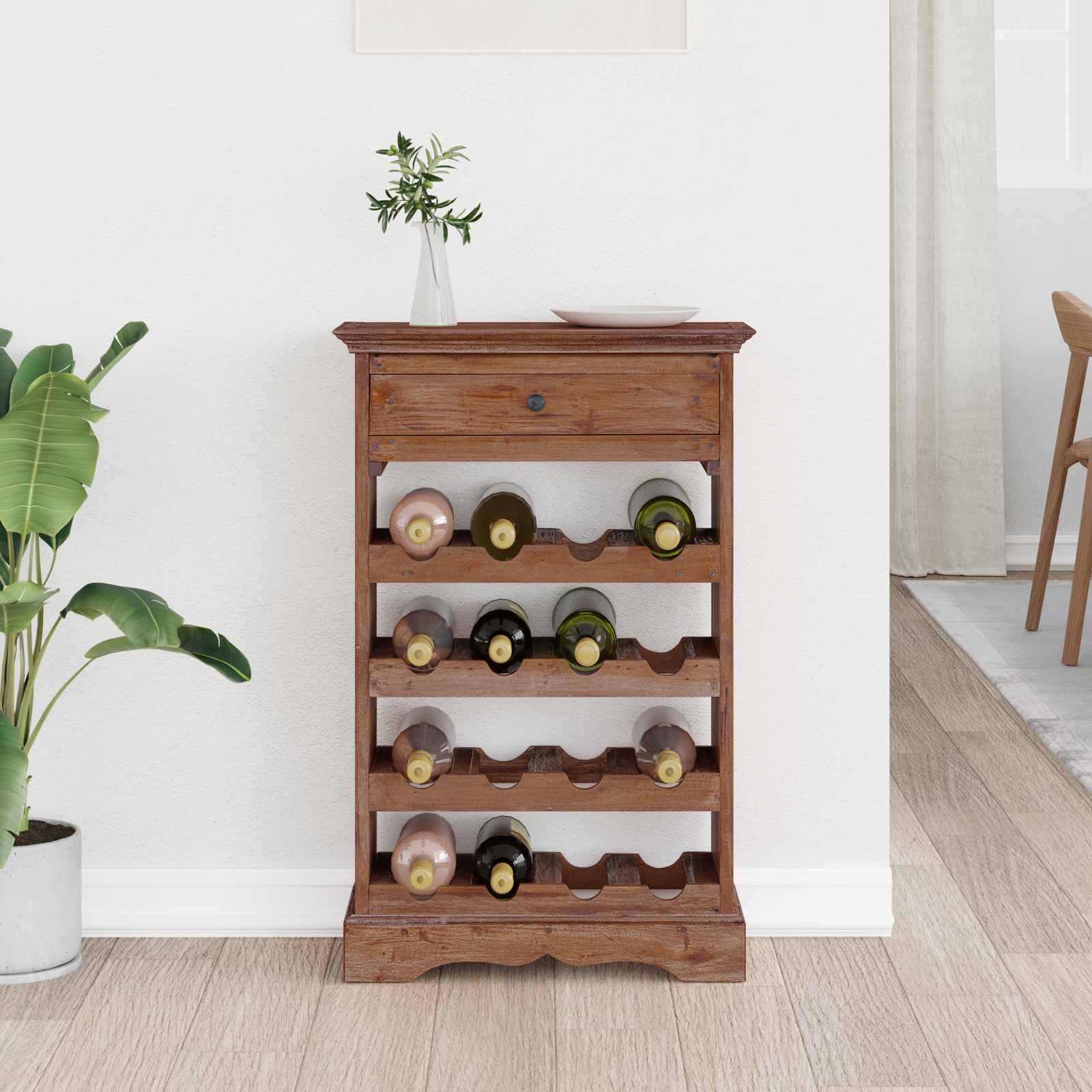vidaXL Regał na wino 55 x 23 x 85 cm Lite drewno mahoniowe