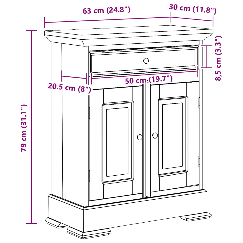 vidaXL Szafka do przechowywania 63 x 30 x 79 cm Lite drewno mahoniowe