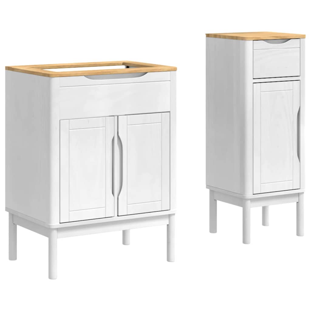 vidaXL Zestaw mebli łazienkowych FLORO 2 pcs Biały Lite drewno sosnowe
