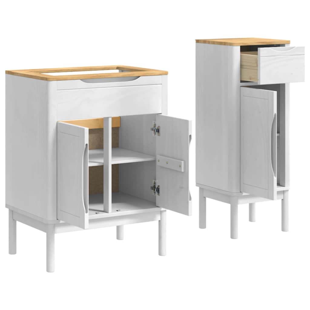 vidaXL Zestaw mebli łazienkowych FLORO 2 pcs Biały Lite drewno sosnowe