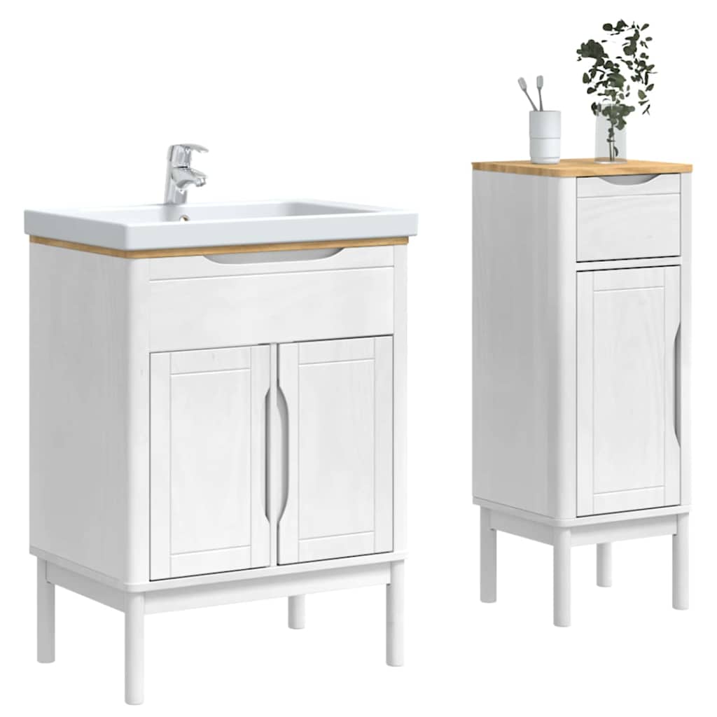 vidaXL Zestaw mebli łazienkowych FLORO 2 pcs Biały Lite drewno sosnowe